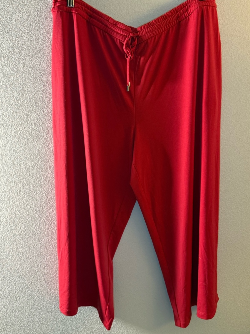 Susan Graver Every Day Bright Red Drawstring Waist Pants